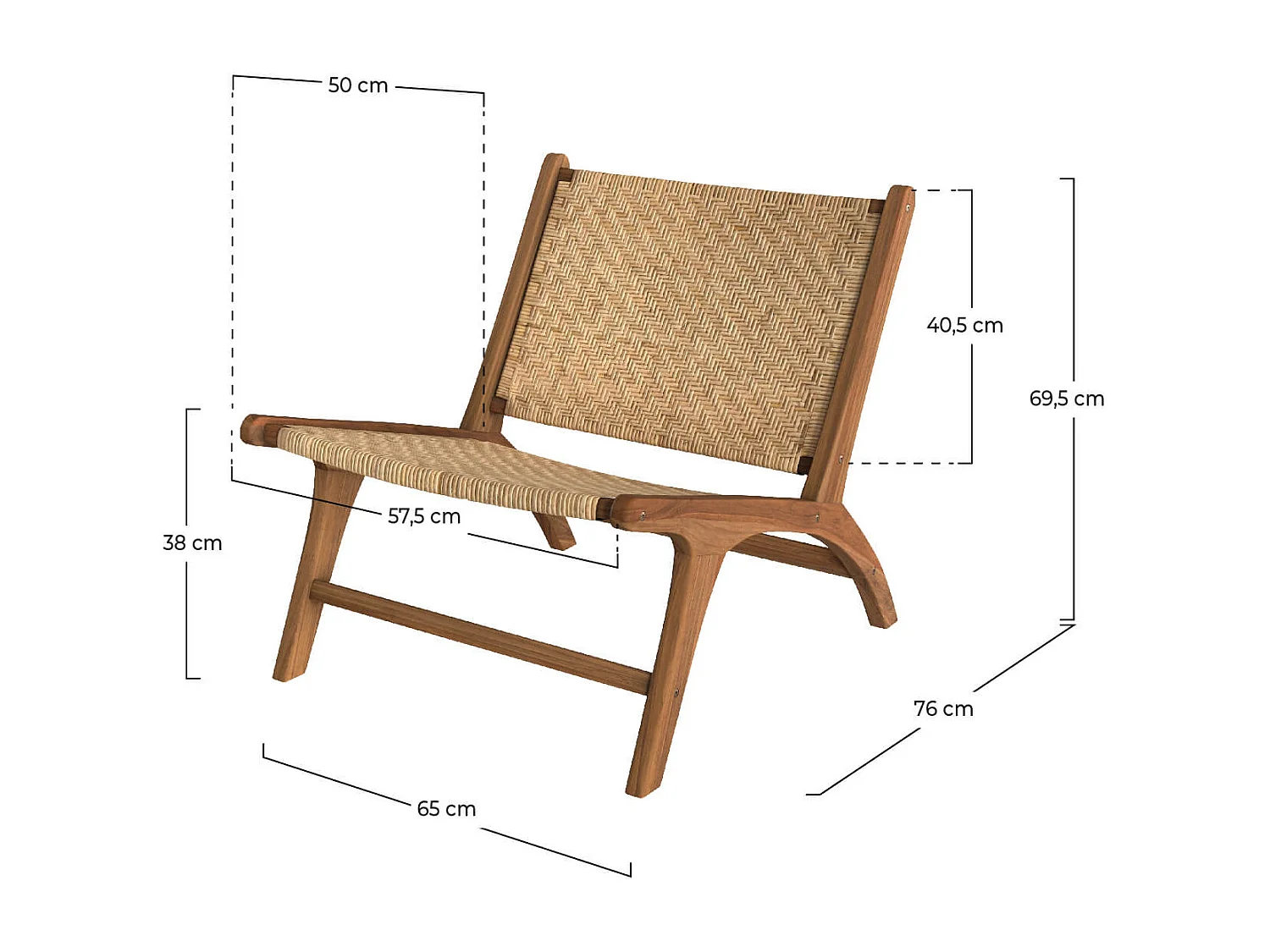 Sillón de madera de teca y ratán natural - Kilka