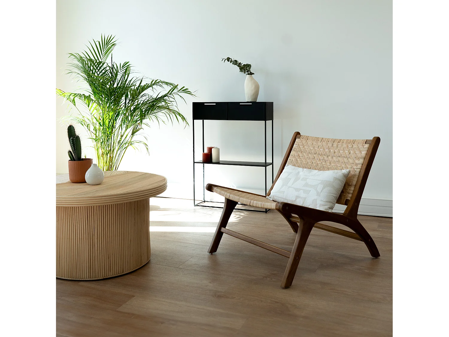 Sillón de madera de teca y ratán natural - Kilka