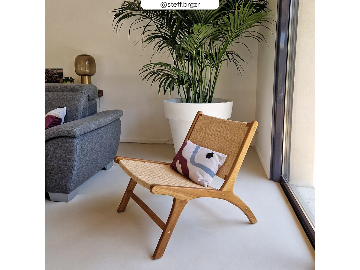 Sillón de madera de teca y ratán natural - Kilka