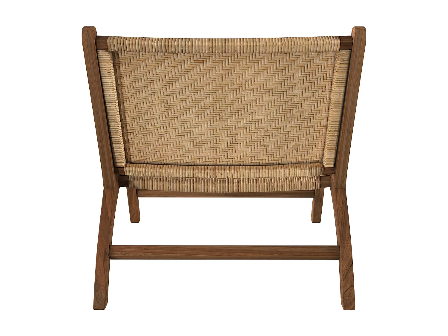 Fauteuil en bois de teck et tressage chevron en rotin - Kilka