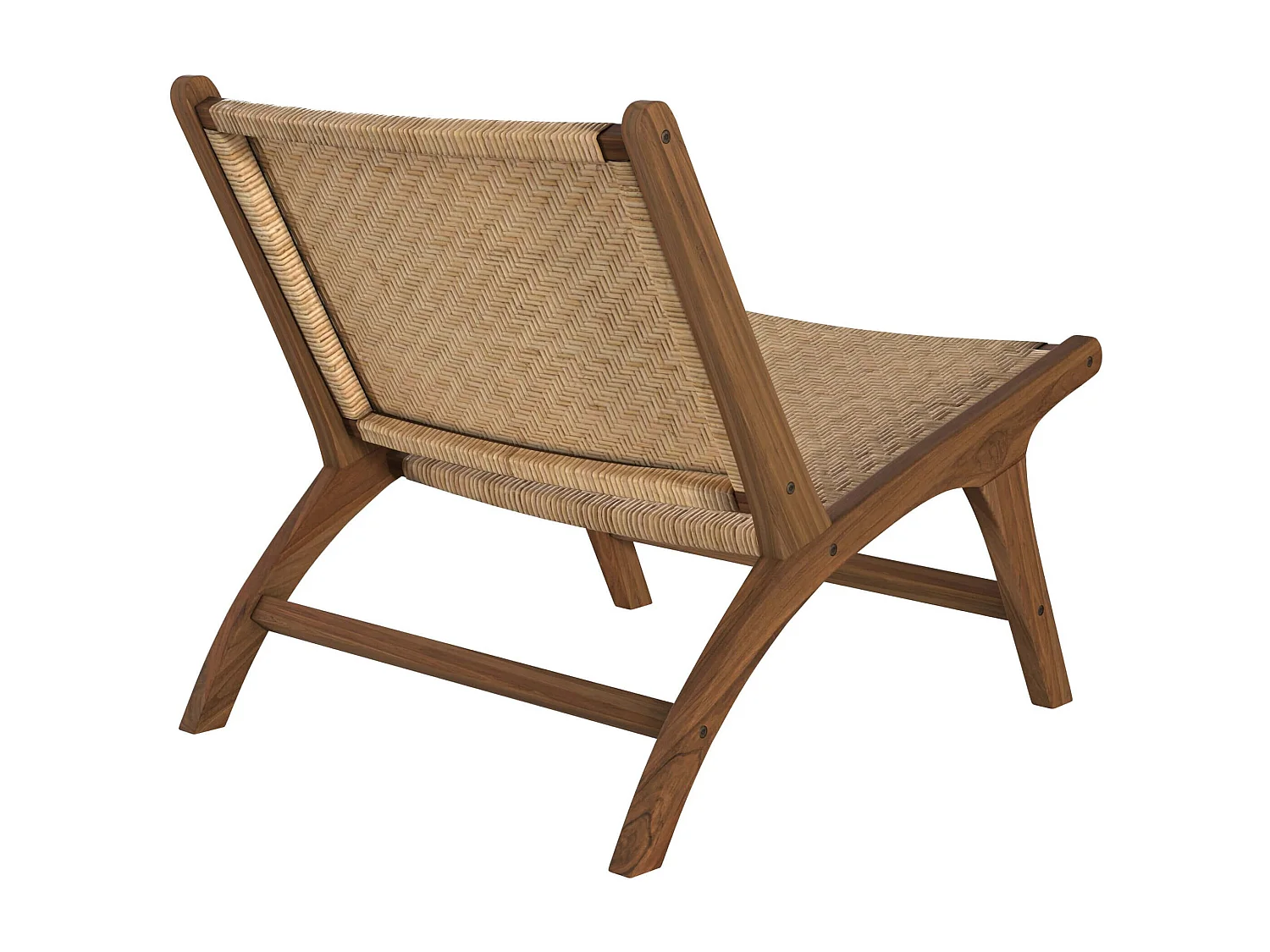 Fauteuil en bois de teck et tressage chevron en rotin - Kilka