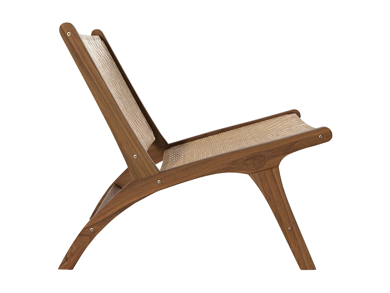 Fauteuil en bois de teck et tressage chevron en rotin - Kilka