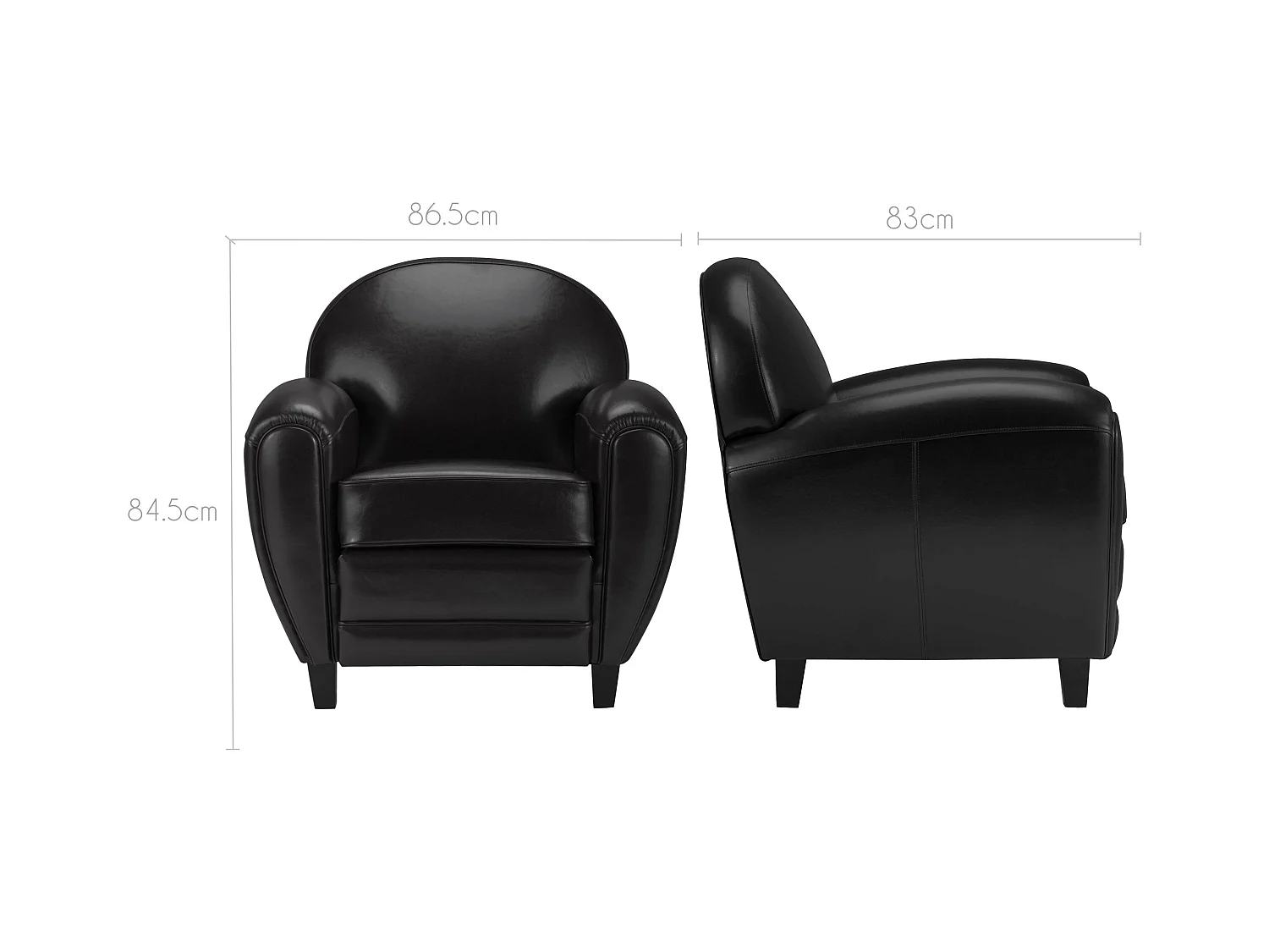 Sillón negro de cuero revestido - Club