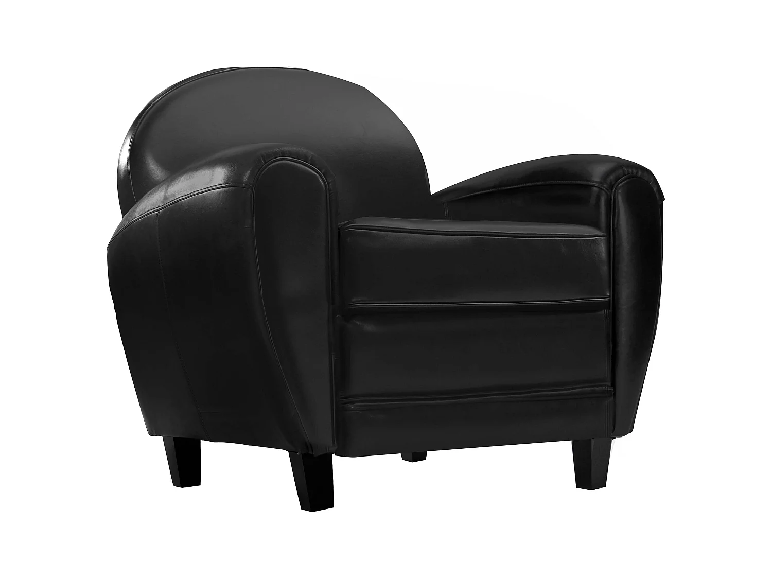 Sillón negro de cuero revestido - Club