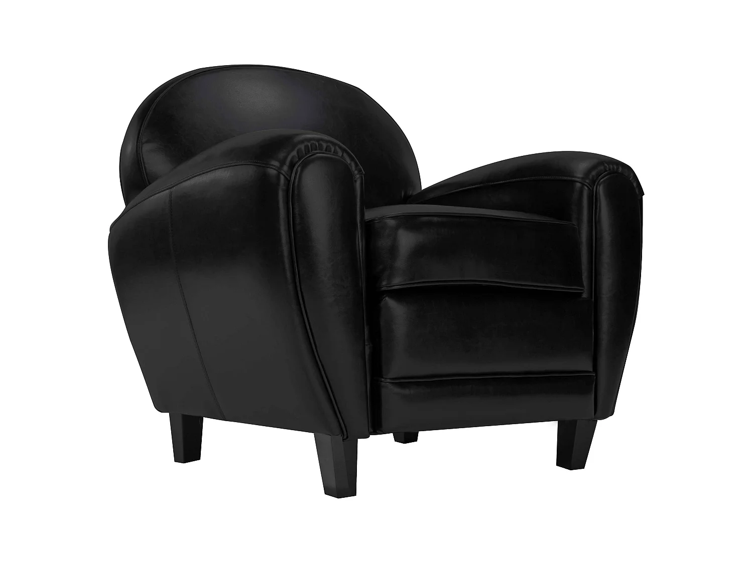 Sillón negro de cuero revestido - Club