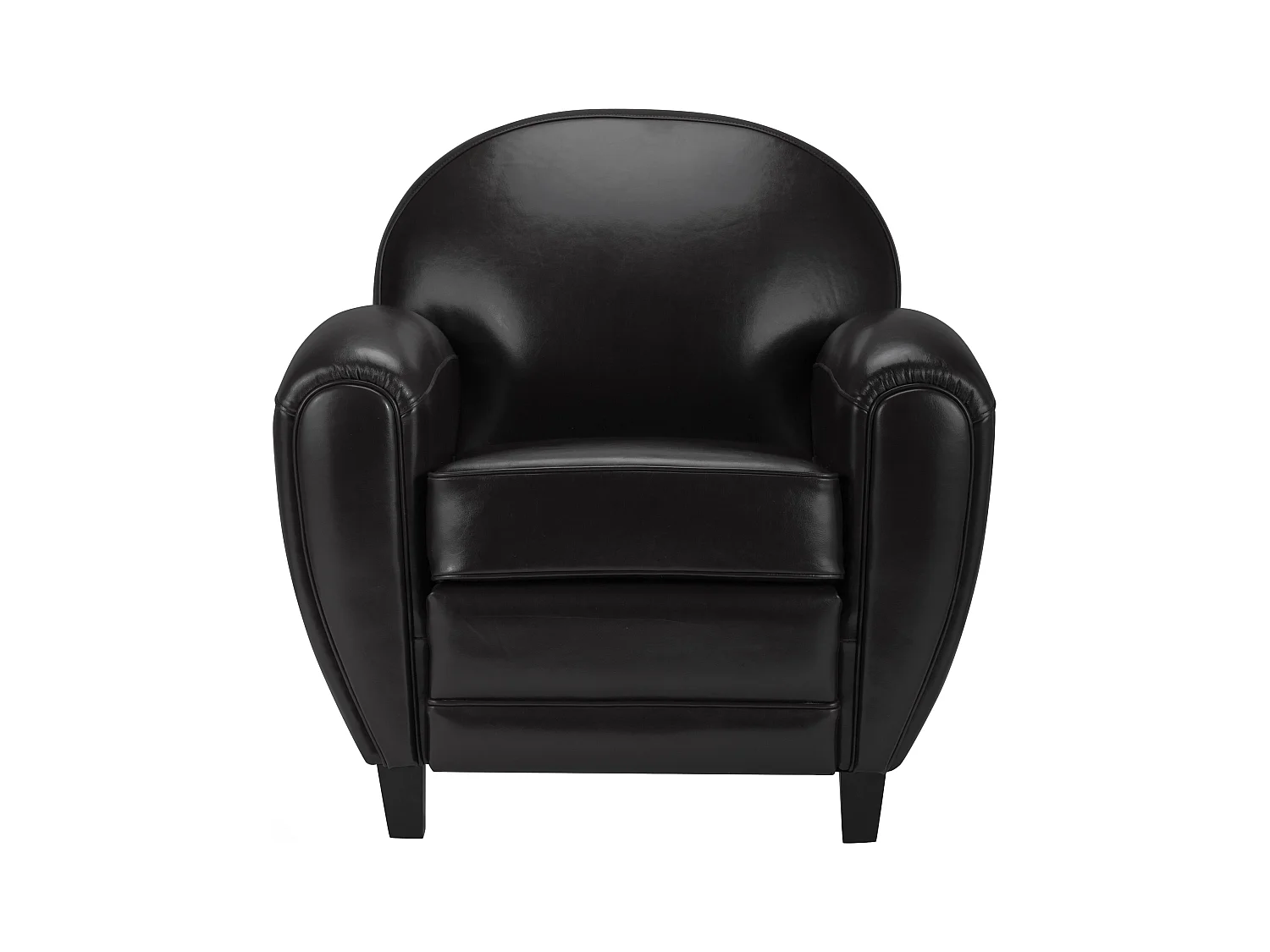 Fauteuil noir en croute de cuir enduite - Club
