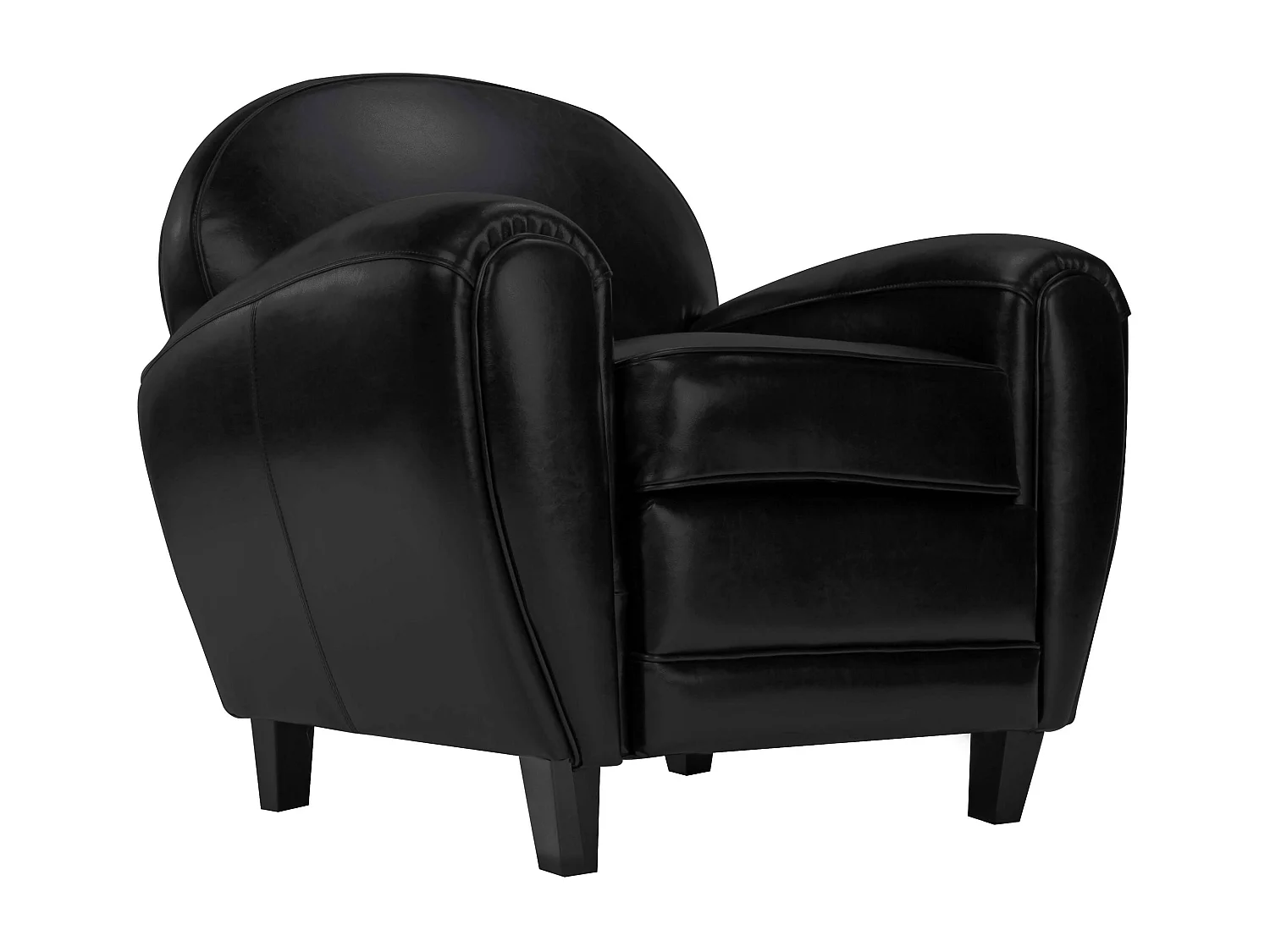 Sillón negro de cuero revestido - Club
