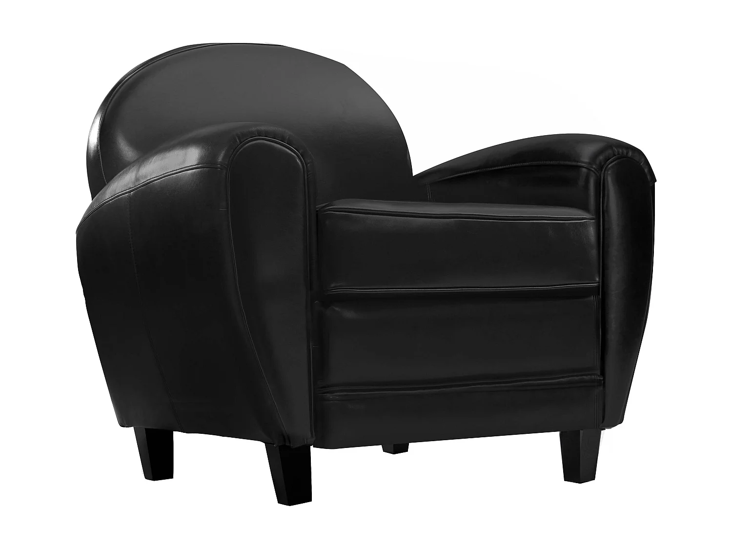 Sillón negro en cuero tostado sintético - Club