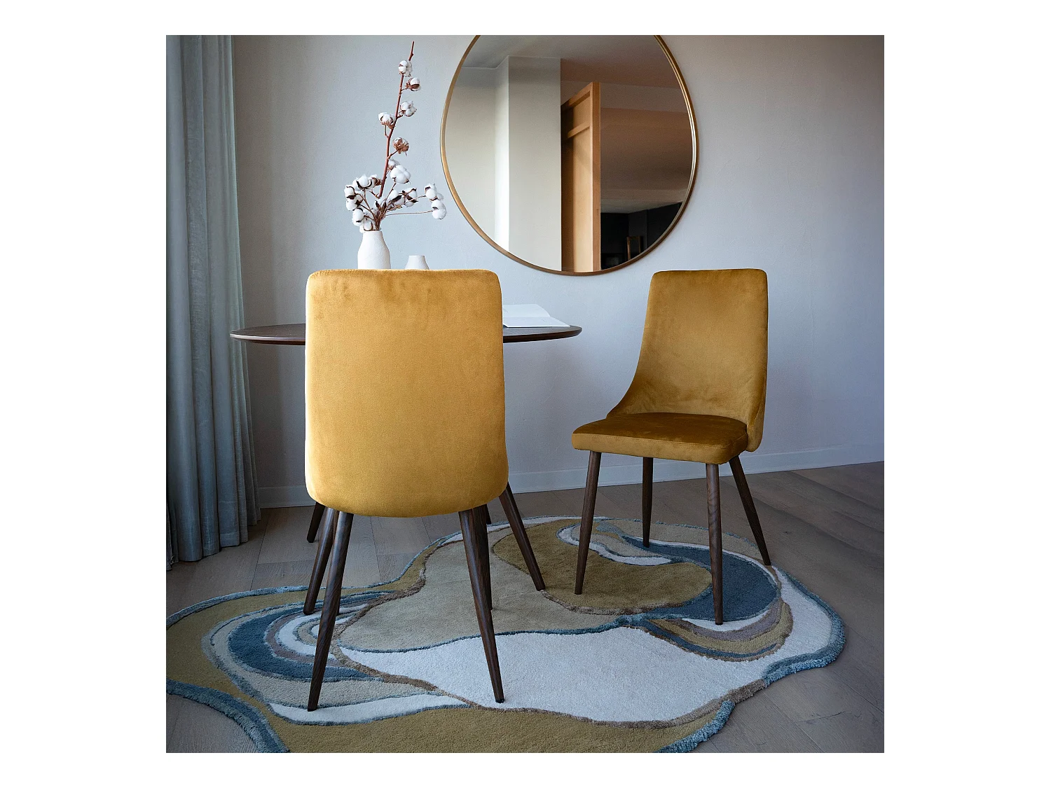 Set de 2 sillas de terciopelo amarillo mostaza - Vinni