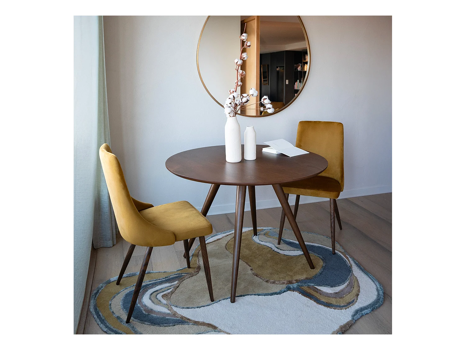 Set de 2 sillas de terciopelo amarillo mostaza - Vinni