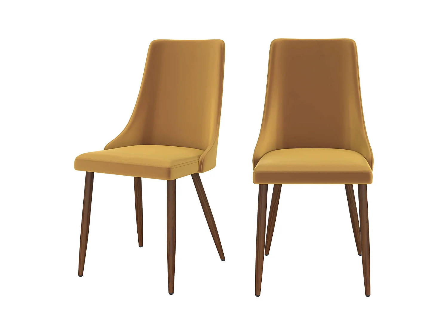 Lot de 2 chaises en velours jaune moutarde - Vinni