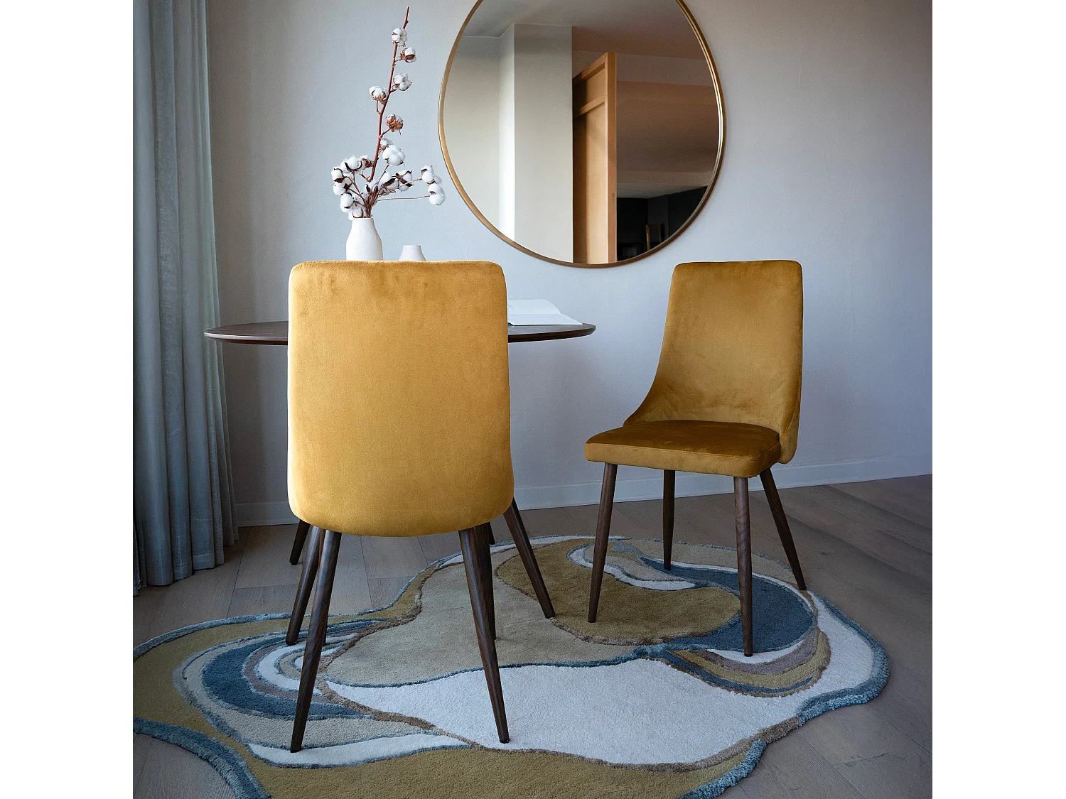 Set de 2 sillas de terciopelo amarillo mostaza - Vinni
