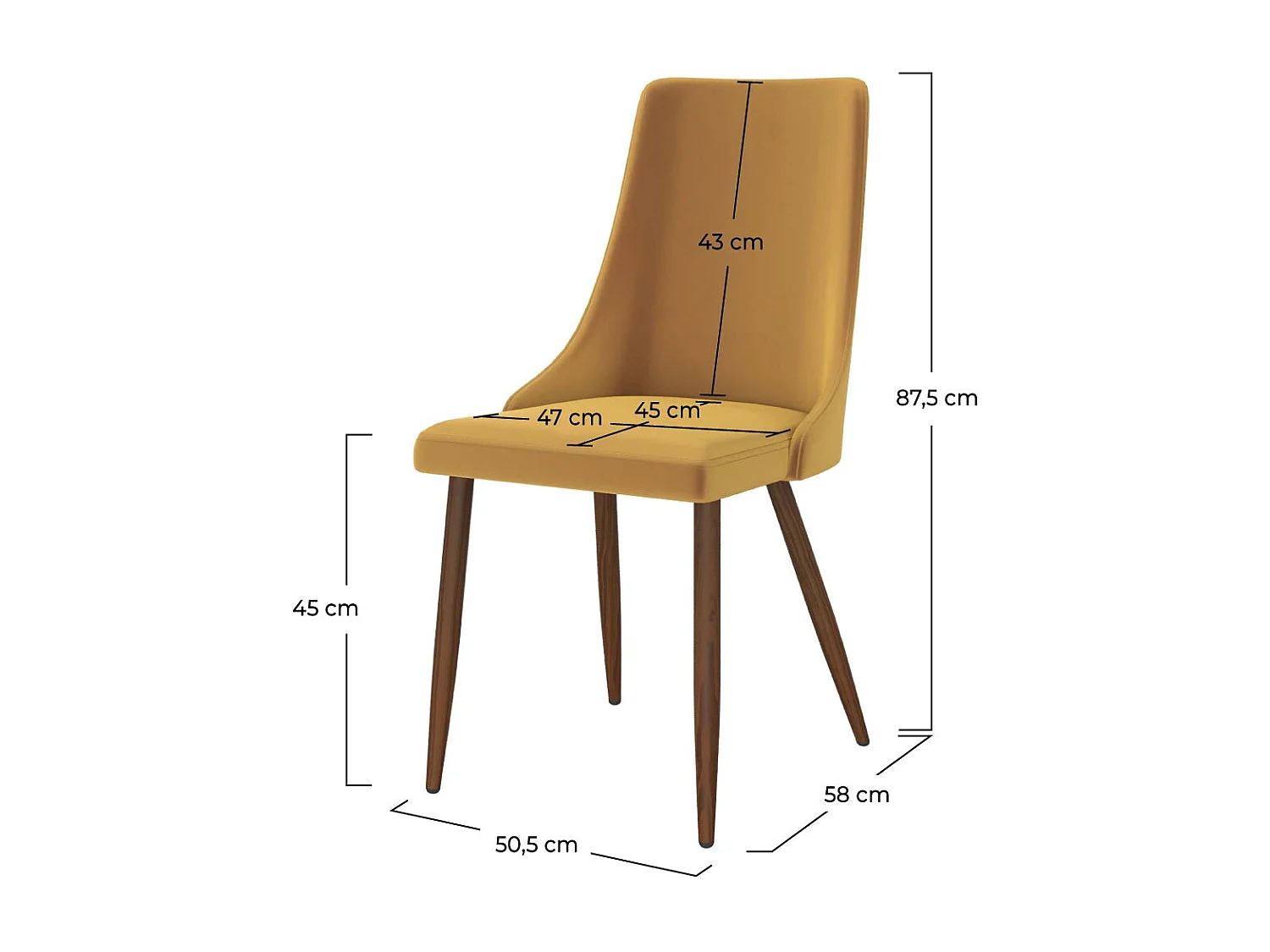 Set de 2 sillas de terciopelo amarillo mostaza - Vinni