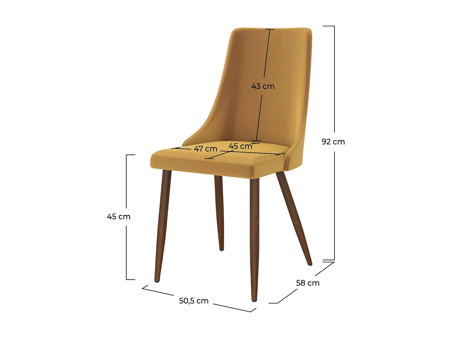 Set di 2 sedie in velluto giallo senape - Vinni