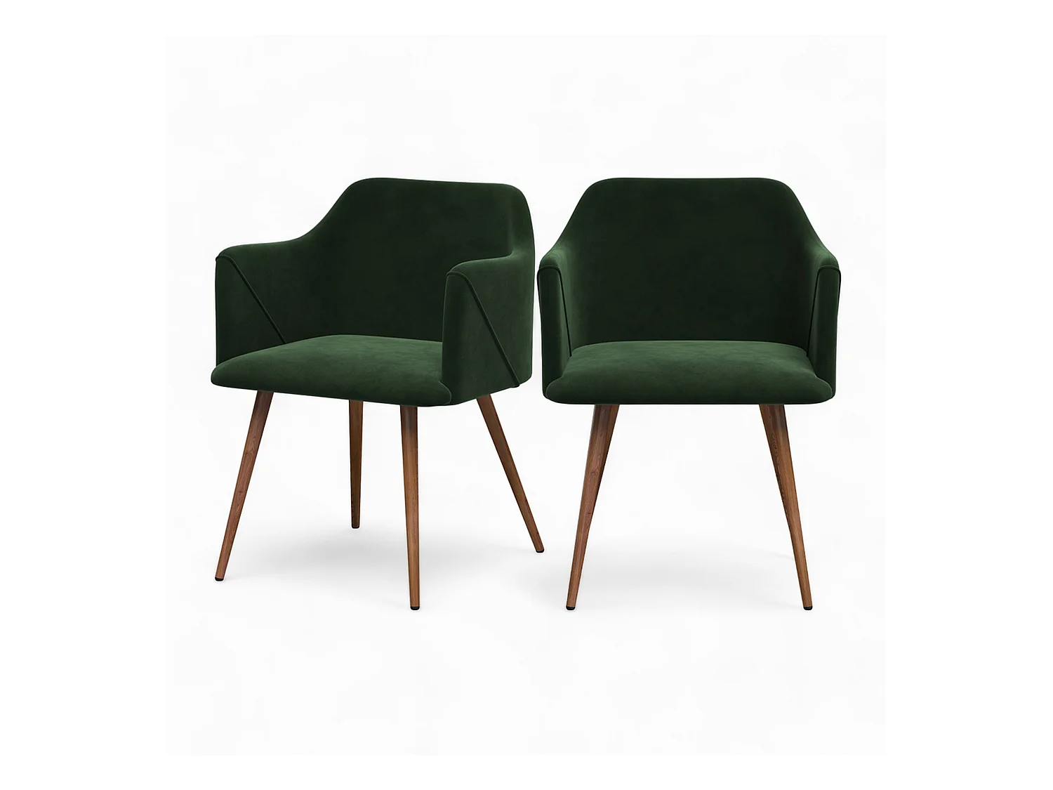 Set de 2 sillas con reposabrazos de terciopelo verde oscuro - Daisy
