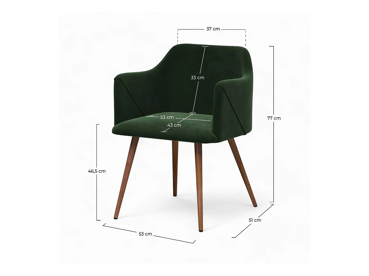 Set de 2 sillas con reposabrazos de terciopelo verde oscuro - Daisy