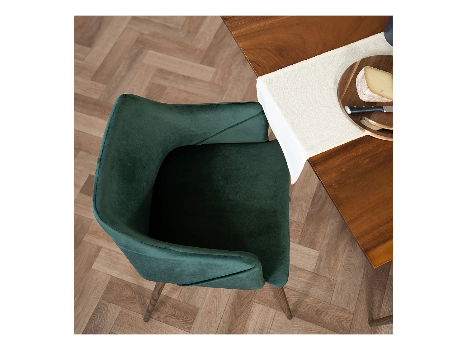 Set de 2 sillas con reposabrazos de terciopelo verde oscuro - Daisy