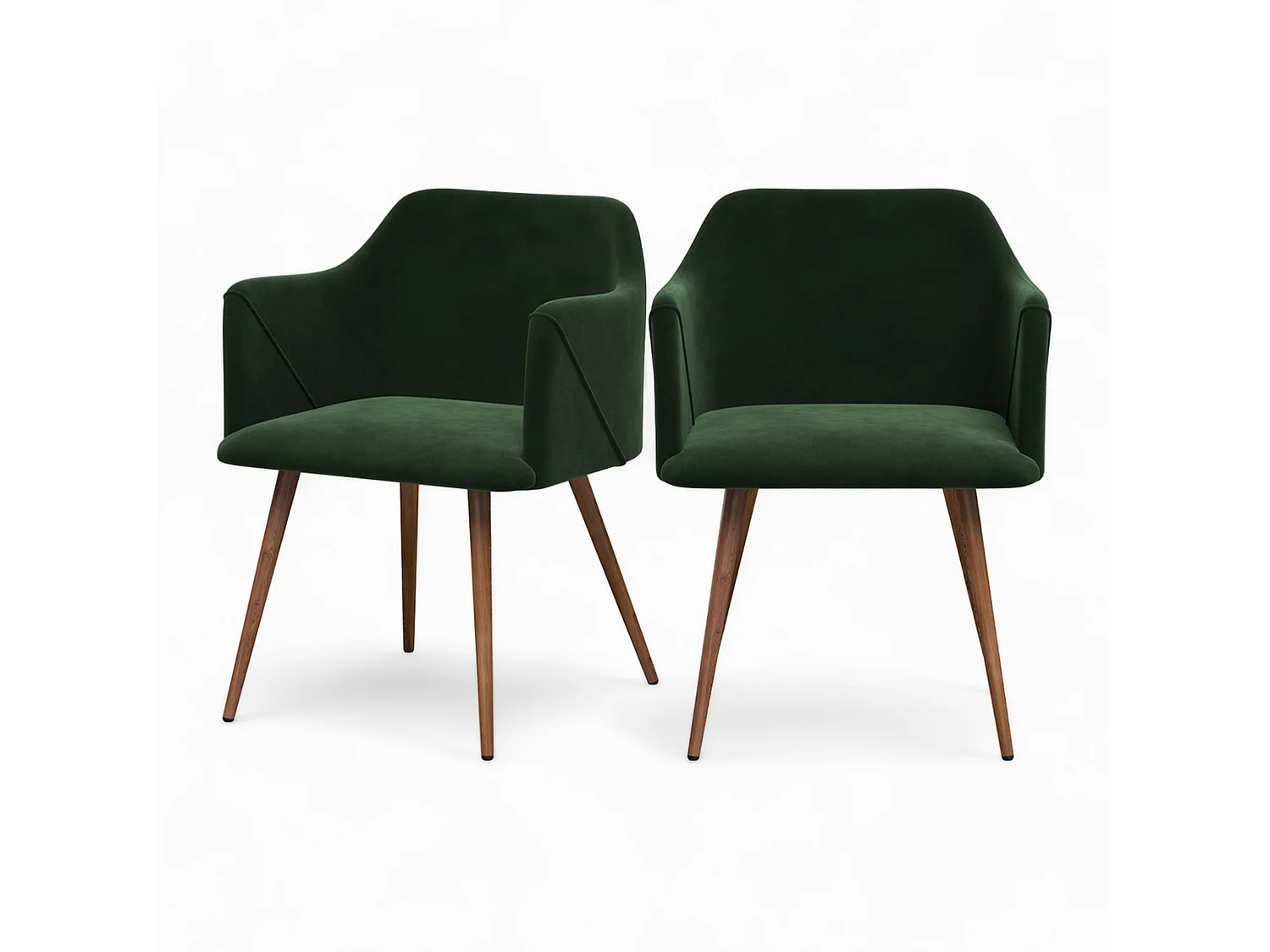 Set de 2 sillas con reposabrazos de terciopelo verde oscuro - Daisy