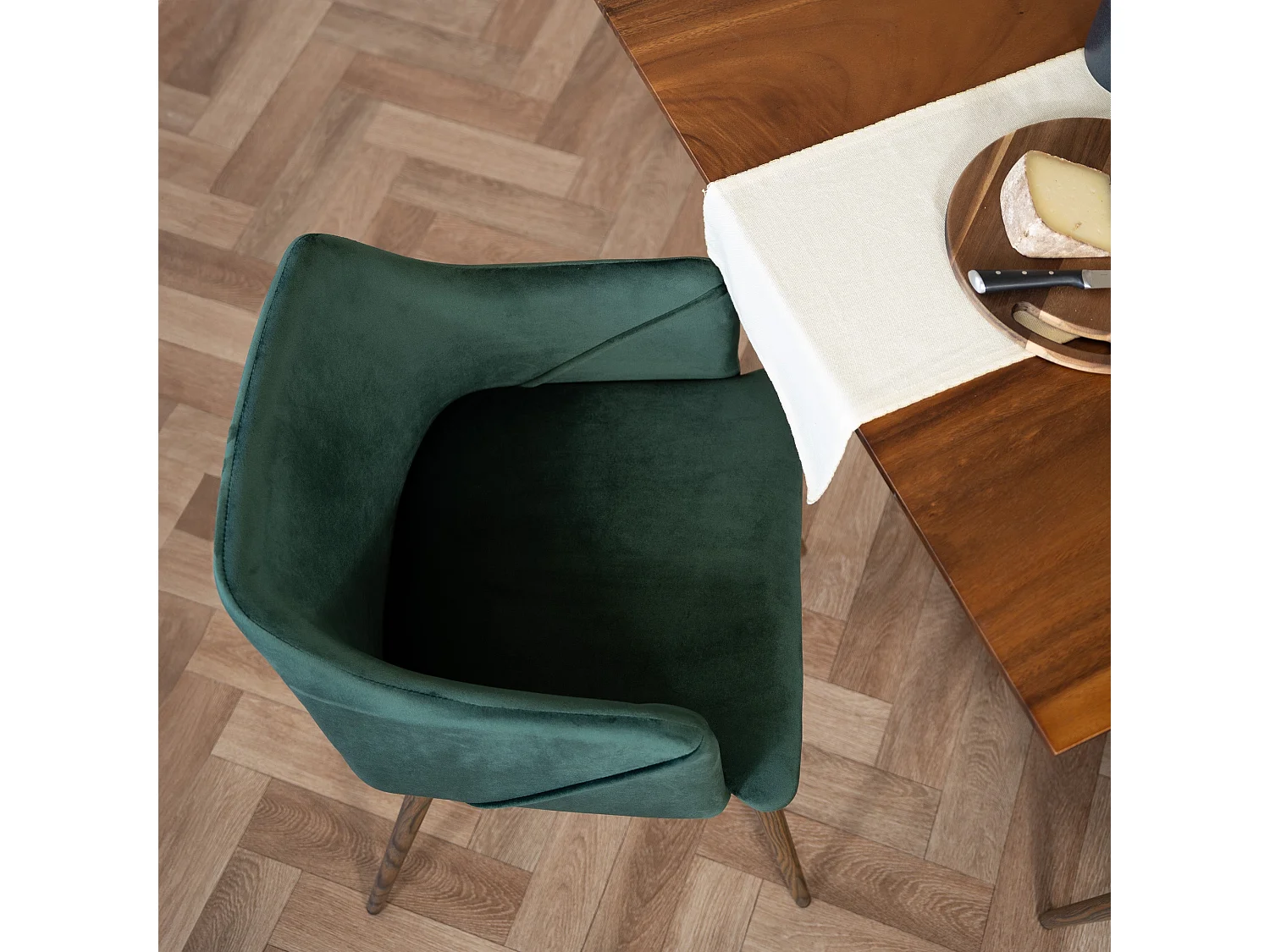 Set de 2 sillas con reposabrazos de terciopelo verde oscuro - Daisy