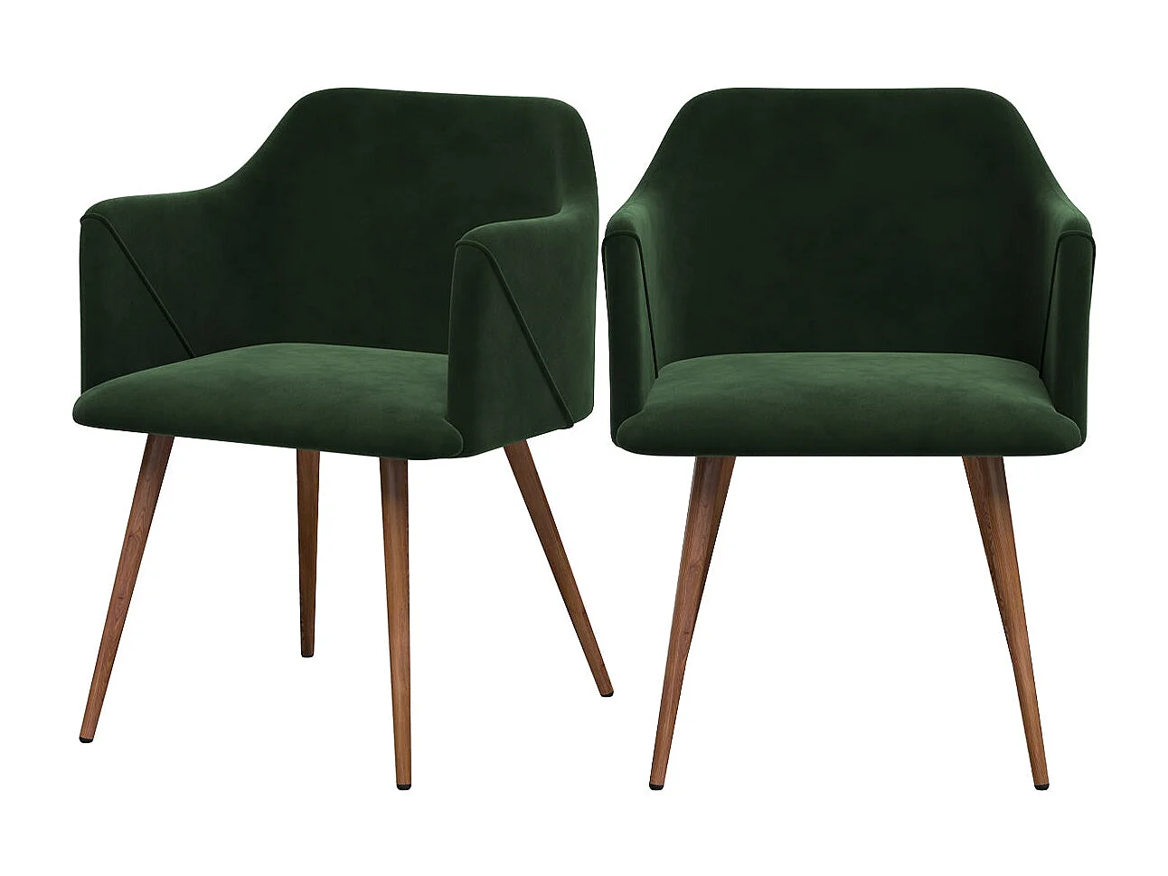 Set de 2 sillas con reposabrazos de terciopelo verde oscuro - Daisy