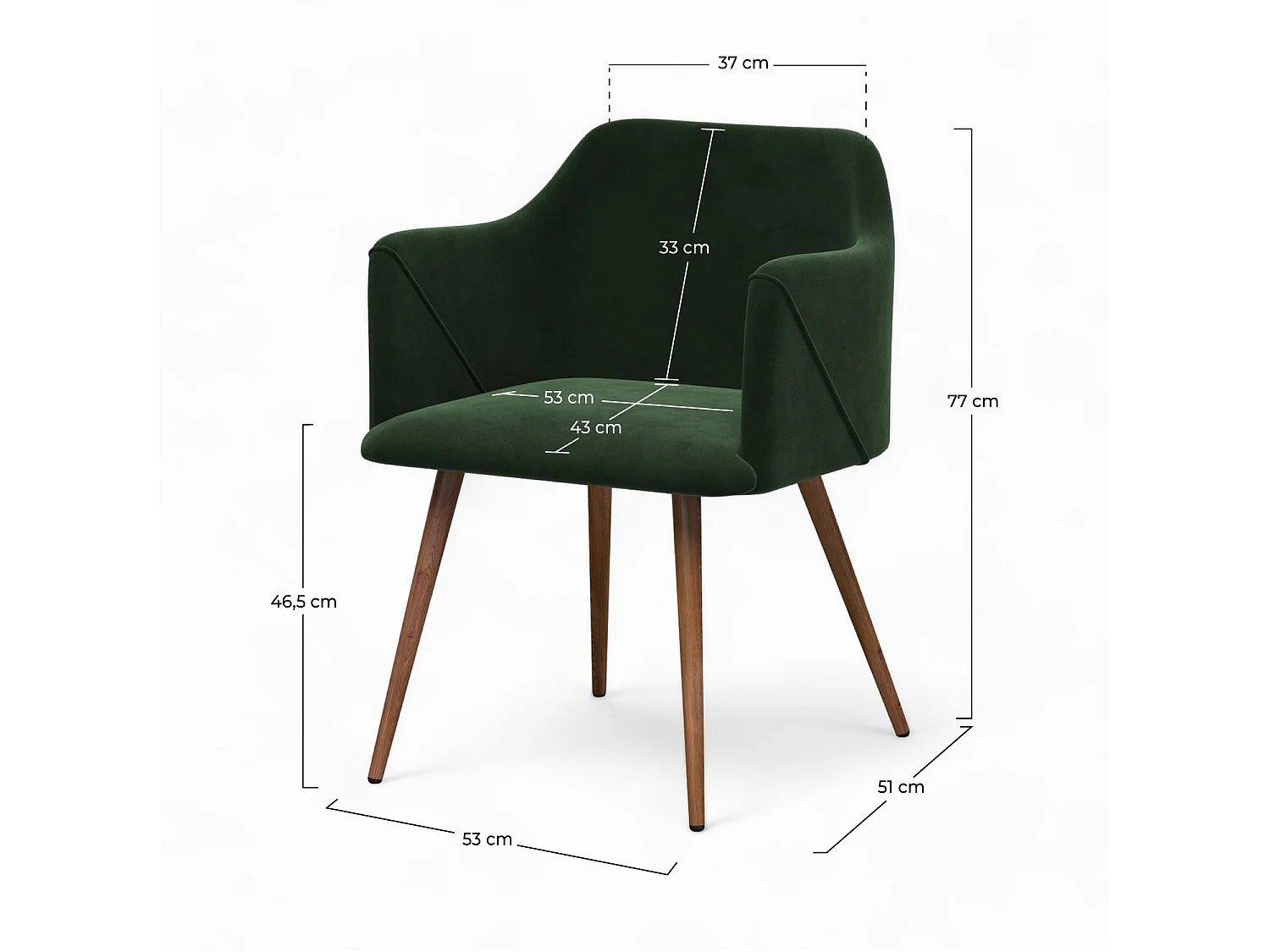 Set de 2 sillas con reposabrazos de terciopelo verde oscuro - Daisy