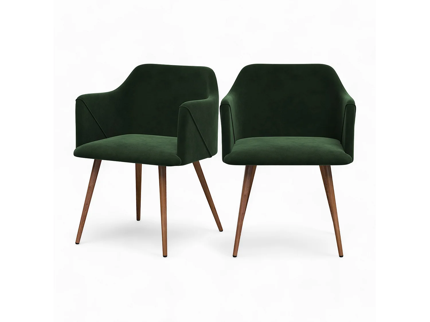 Set di 2 sedie con braccioli in velluto verde scuro - Daisy