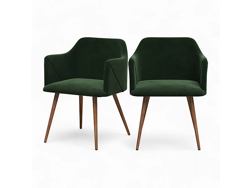 Set di 2 sedie con braccioli in velluto verde scuro - Daisy