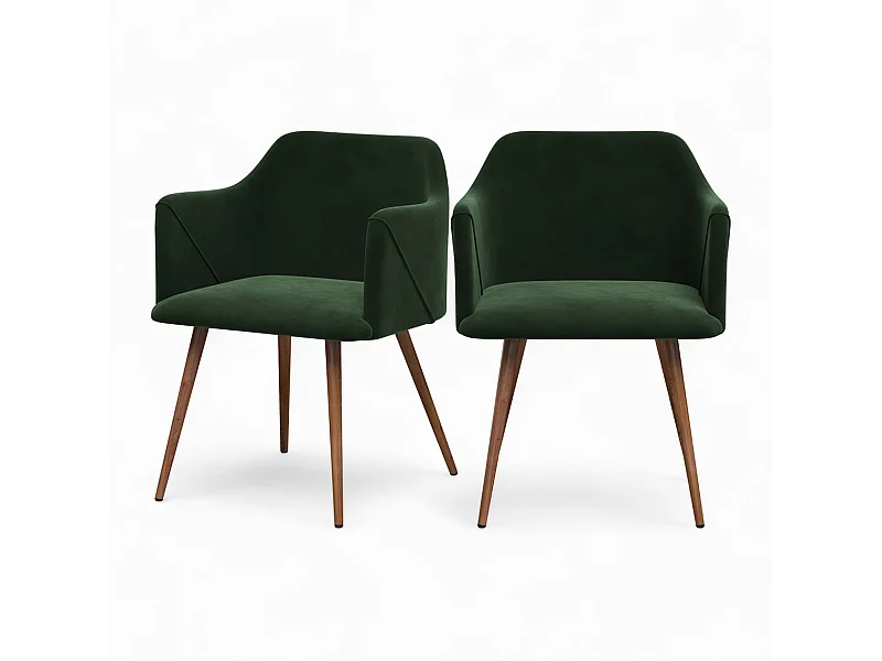 Set di 2 sedie con braccioli in velluto verde scuro - Daisy