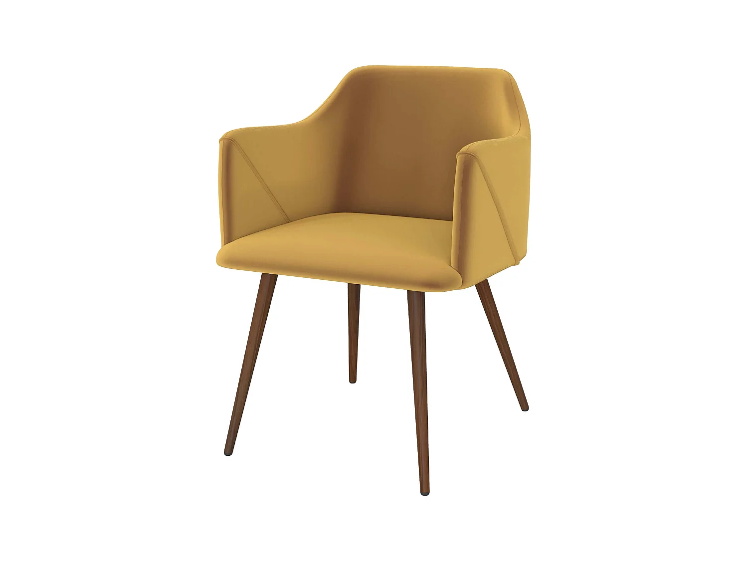 Lot de 2 chaises avec accoudoirs en velours jaune moutarde - Daisy