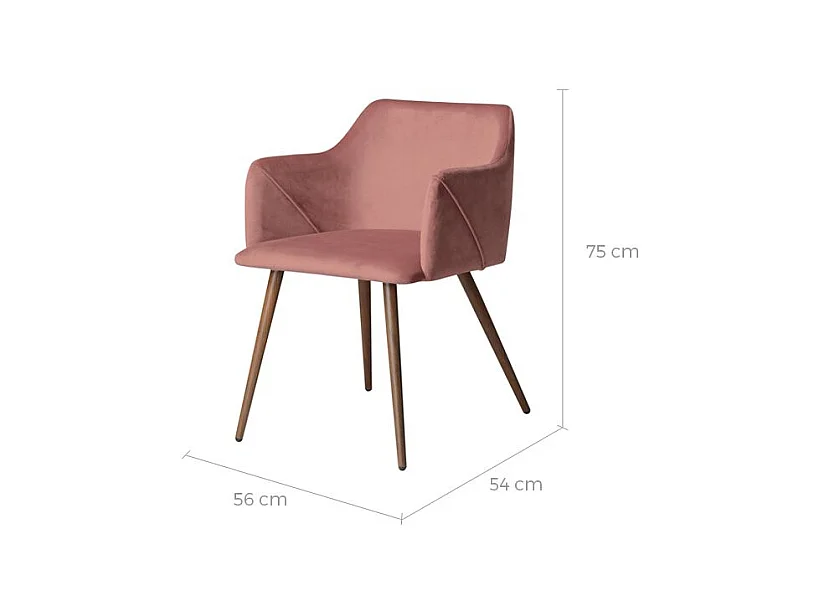 Lot de 2 chaises avec accoudoirs en velours rose - Daisy