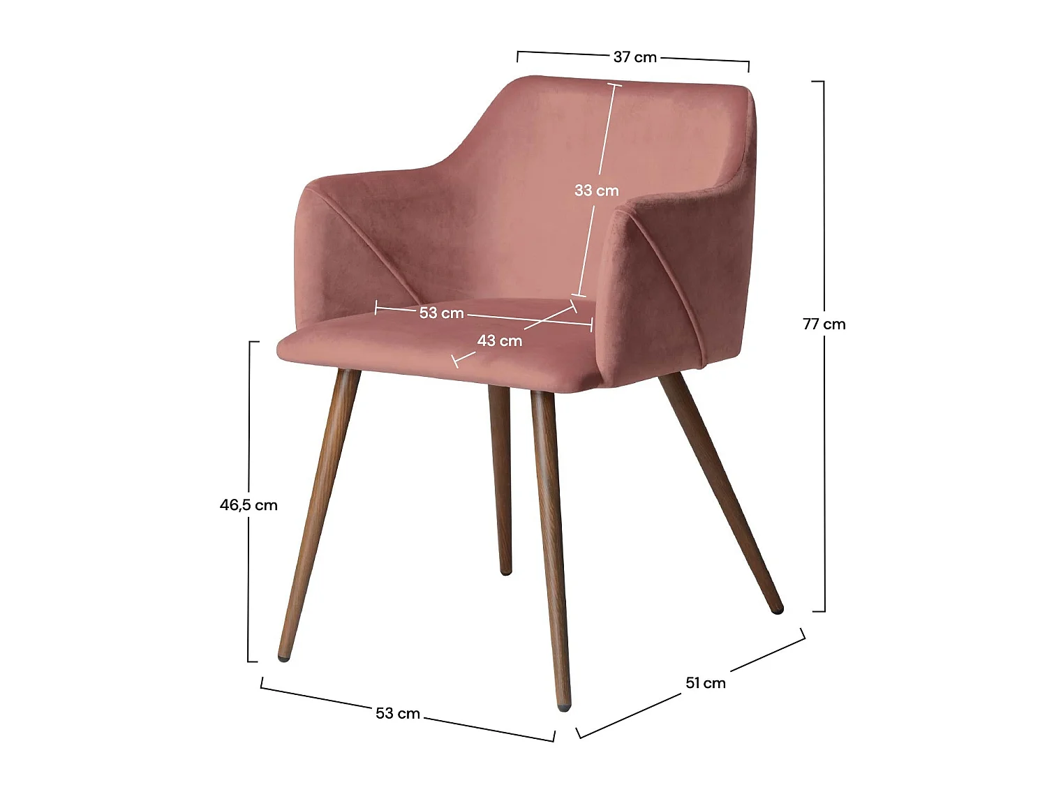 Set di 2 sedie con braccioli in velluto rosa - Daisy