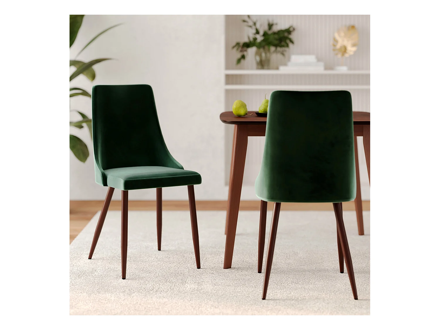 Lot de 2 chaises en velours vert - Vinni