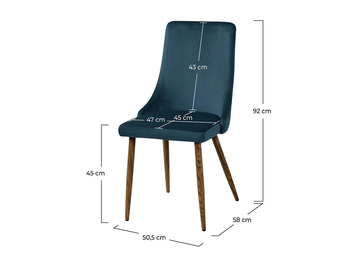 Lot de 2 chaises en velours bleu - Vinni