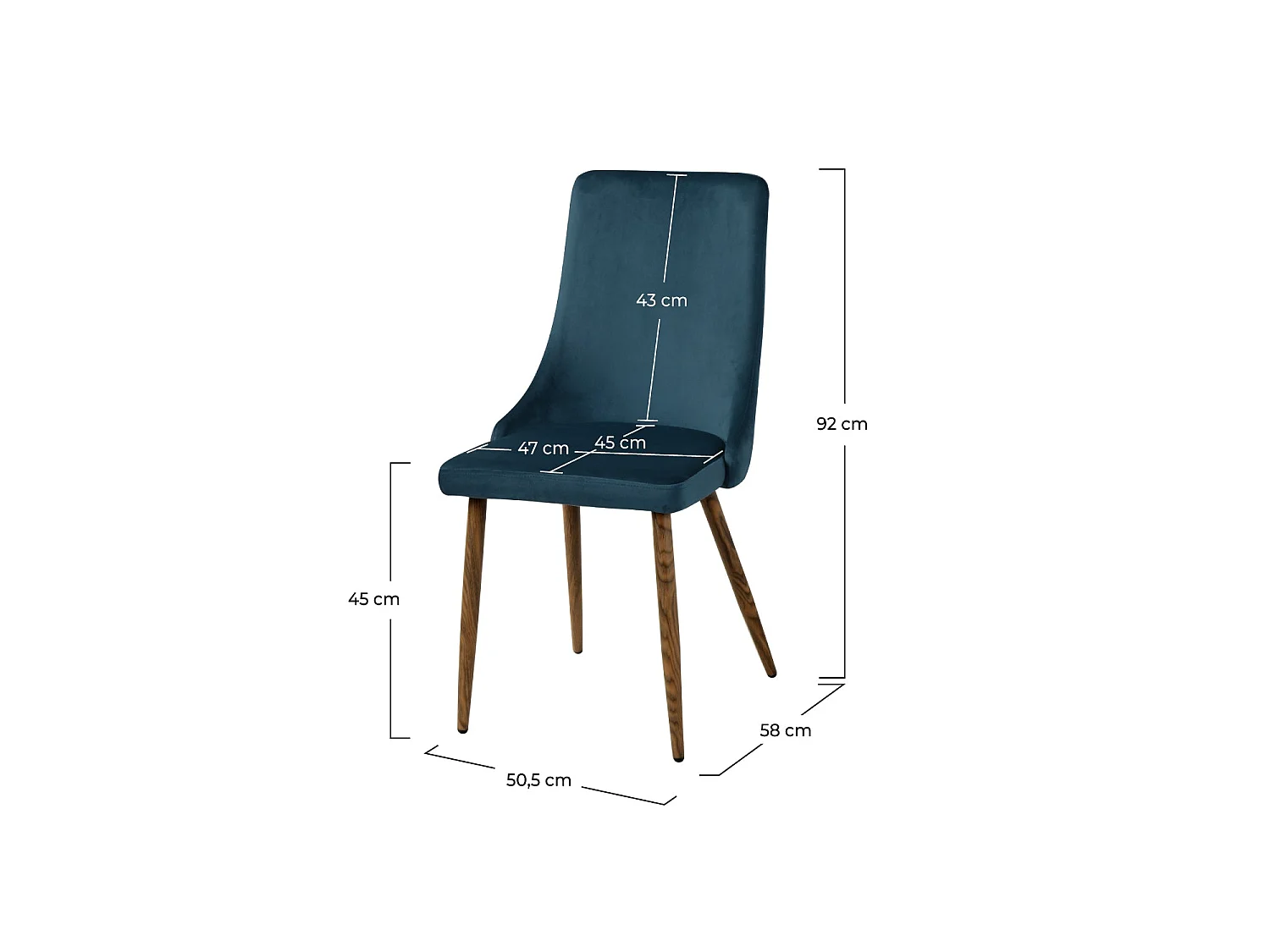 Set di 2 sedie in velluto blu - Vinni