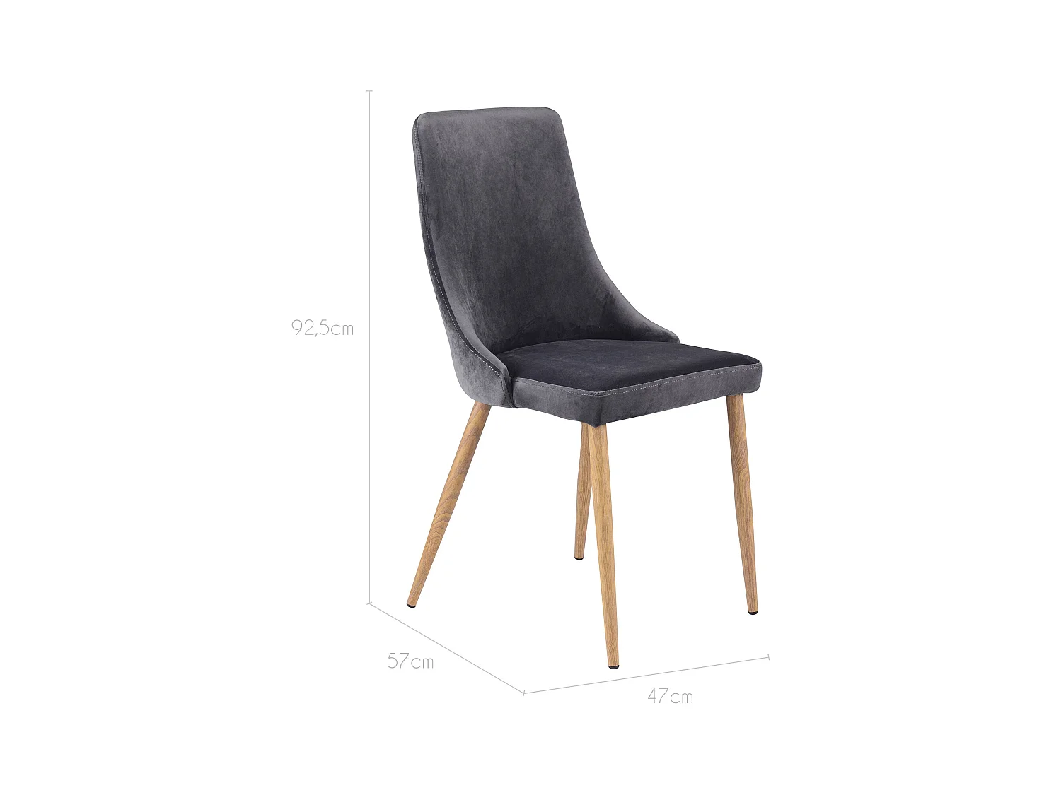 Set di 2 sedie in velluto grigio - Vinni