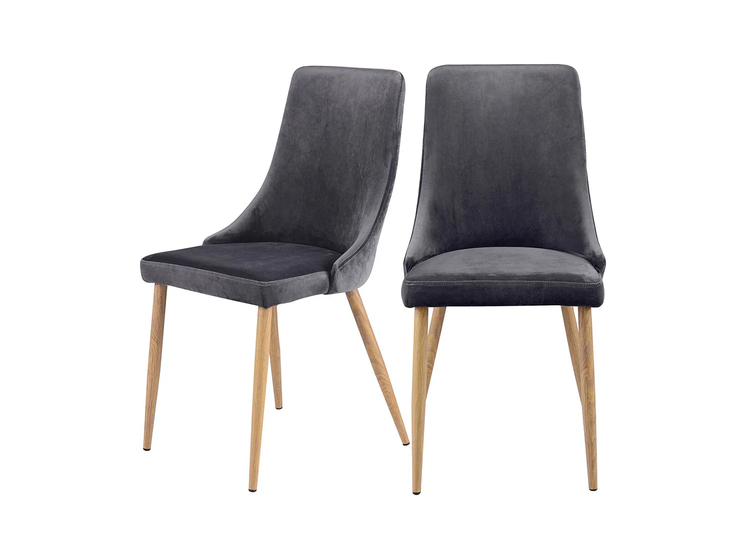 Lot de 2 chaises en velours gris - Vinni