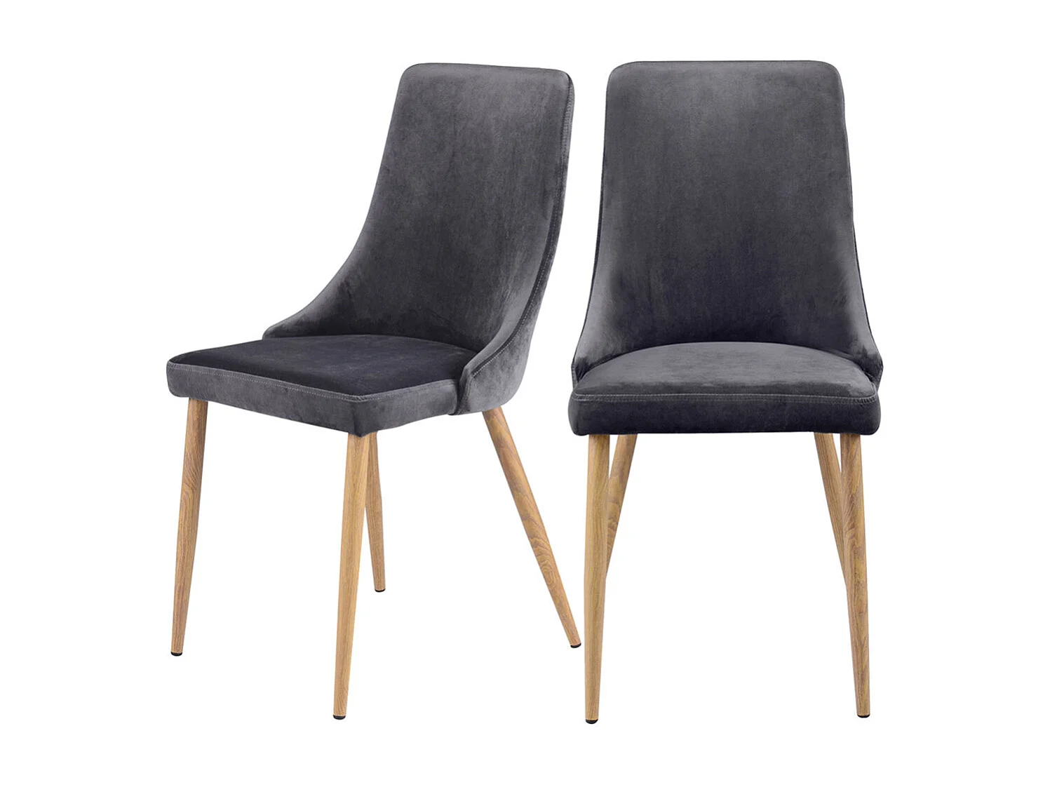 Set de 2 sillas de terciopelo gris - Vinni