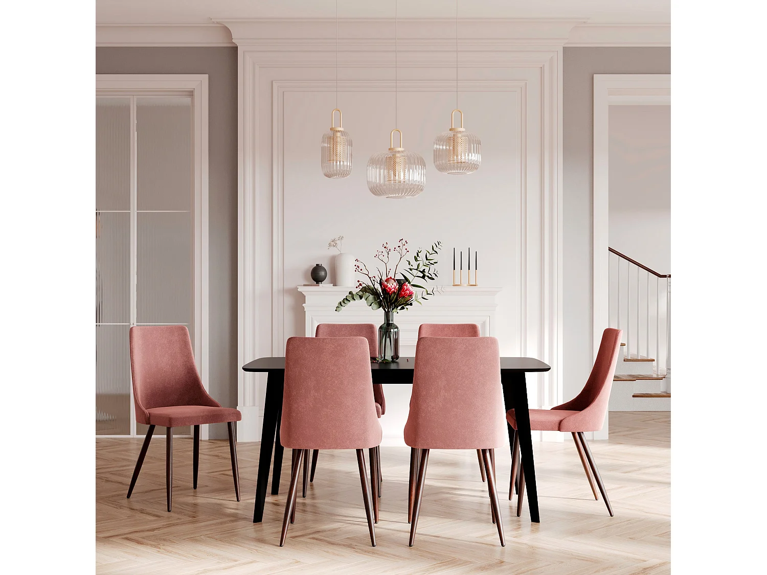 Lot de 2 chaises en velours rose - Vinni