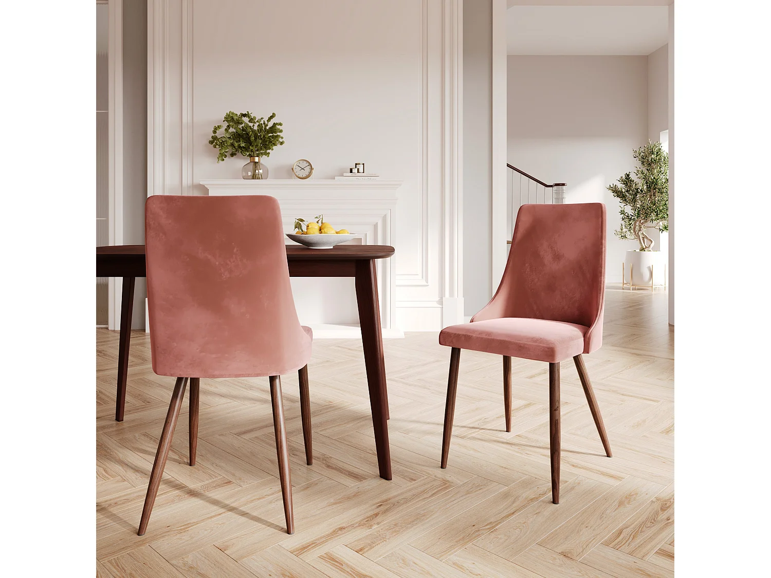 Set de 2 sillas de terciopelo rosa - Vinni