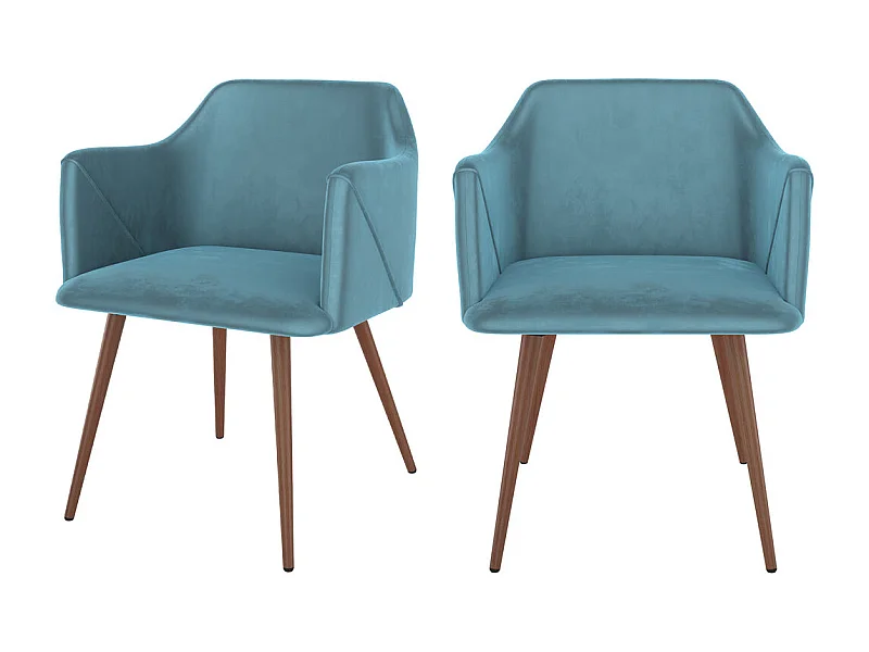 Set di 2 sedie con braccioli in velluto blu - Daisy
