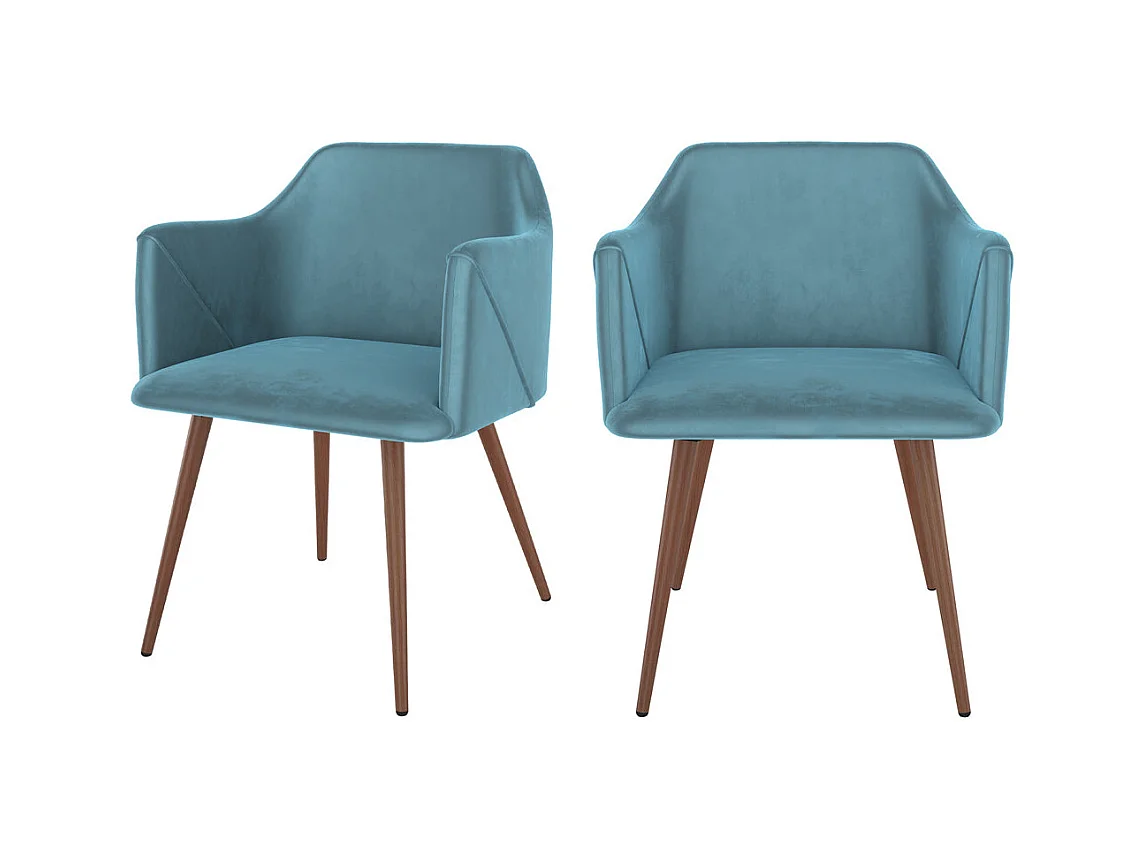 Set di 2 sedie con braccioli in velluto blu - Daisy