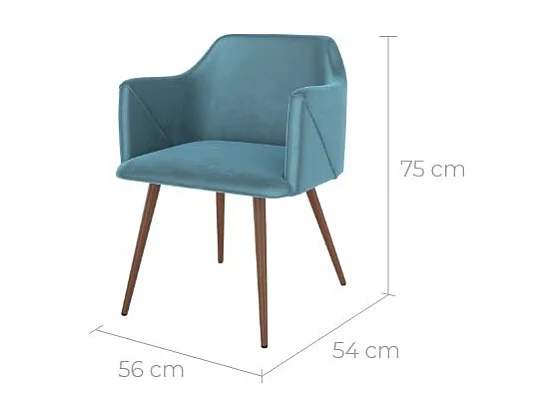 Set de 2 sillas con reposabrazos de terciopelo azul - Daisy