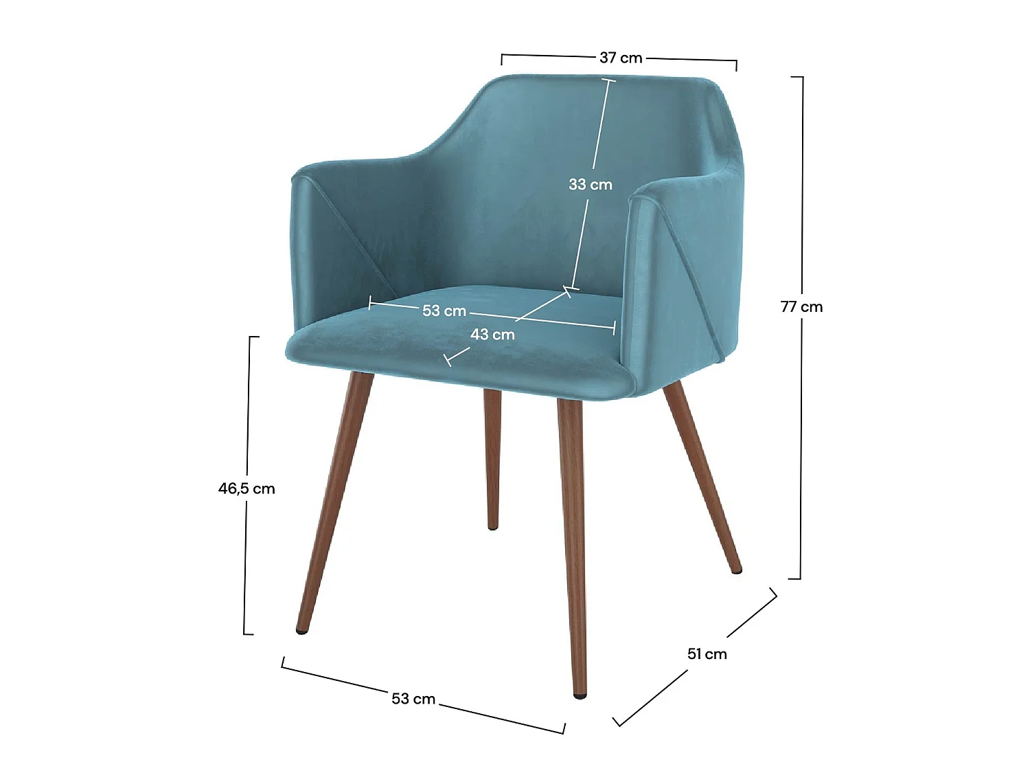 Set di 2 sedie con braccioli in velluto blu - Daisy