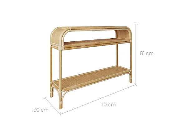 Consolle in rattan con 2 ripiani - Gaspy