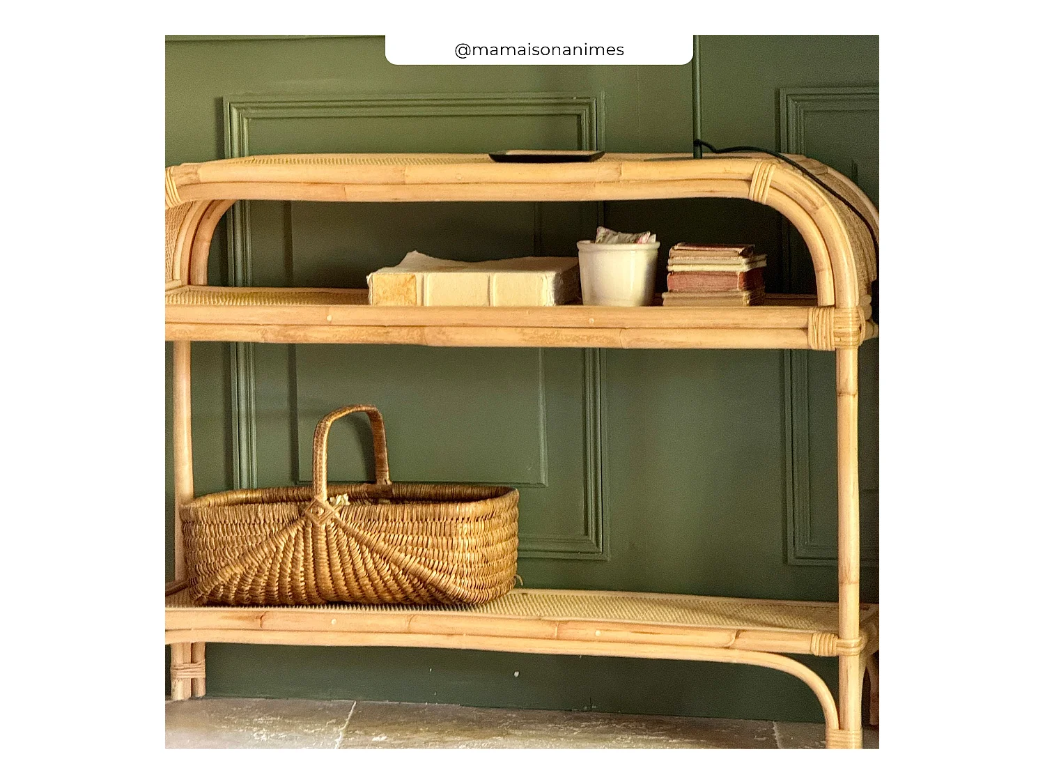 Consolle in rattan con 2 ripiani - Gaspy