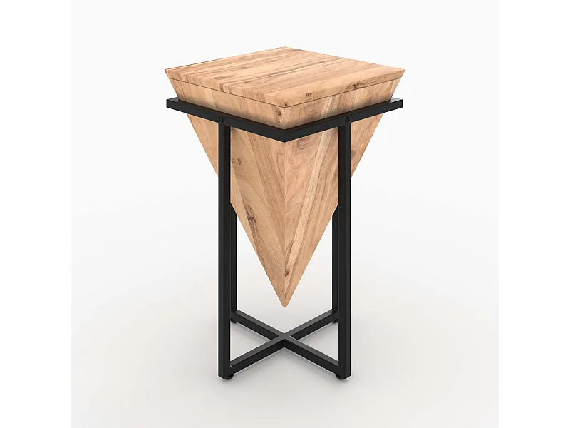 Grande sellette en bois d'acacia et métal - Shanghai