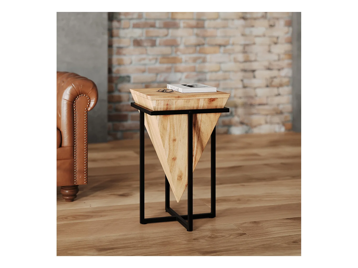 Grande sellette en bois d'acacia et métal - Shanghai