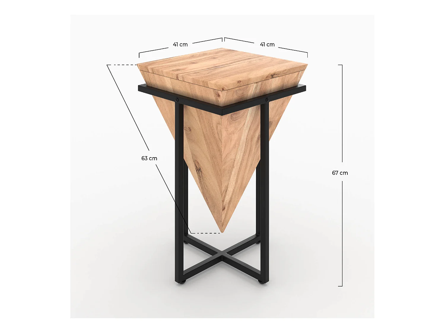 Grande sellette en bois d'acacia et métal - Shanghai