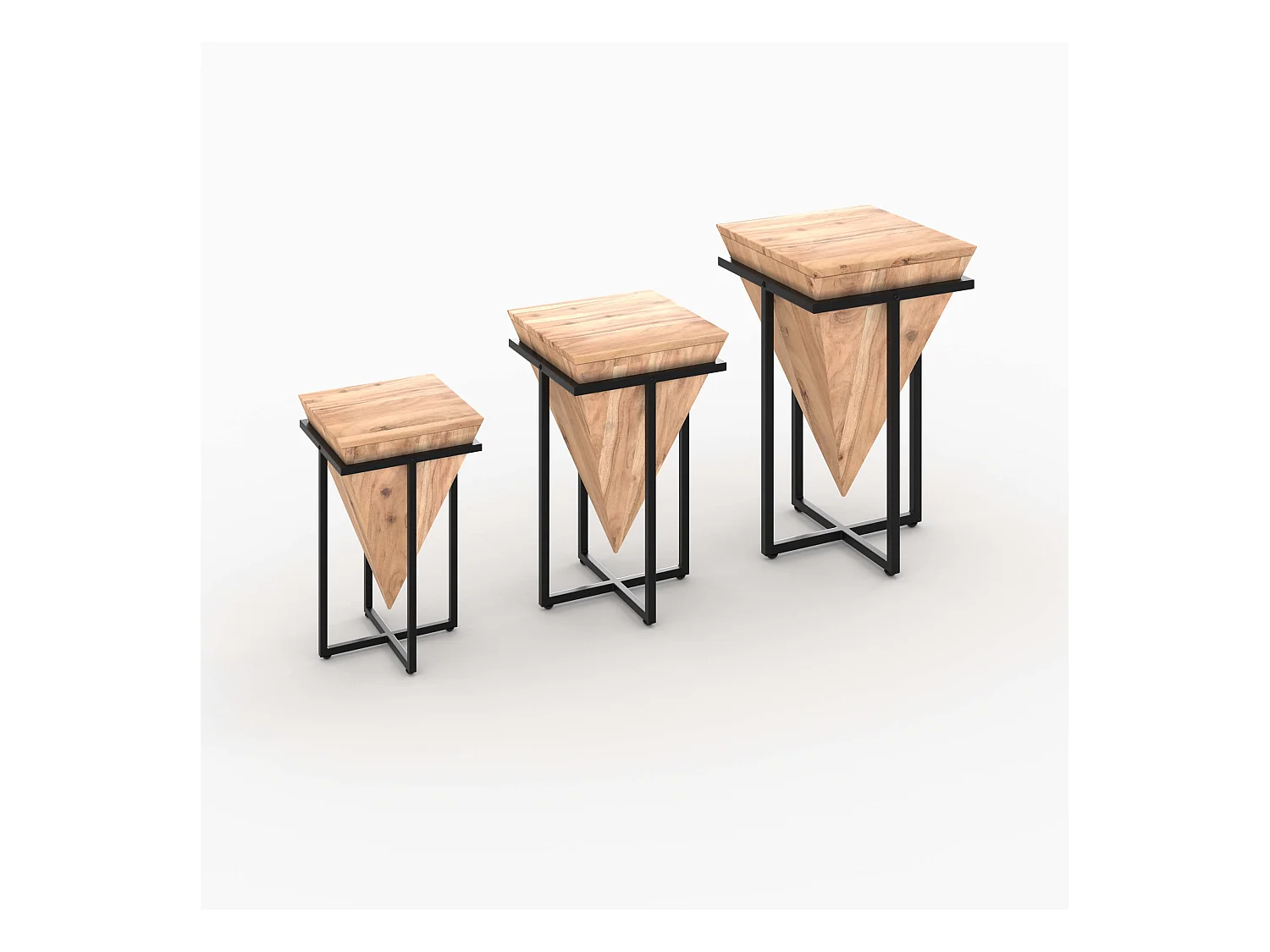 Grande sellette en bois d'acacia et métal - Shanghai