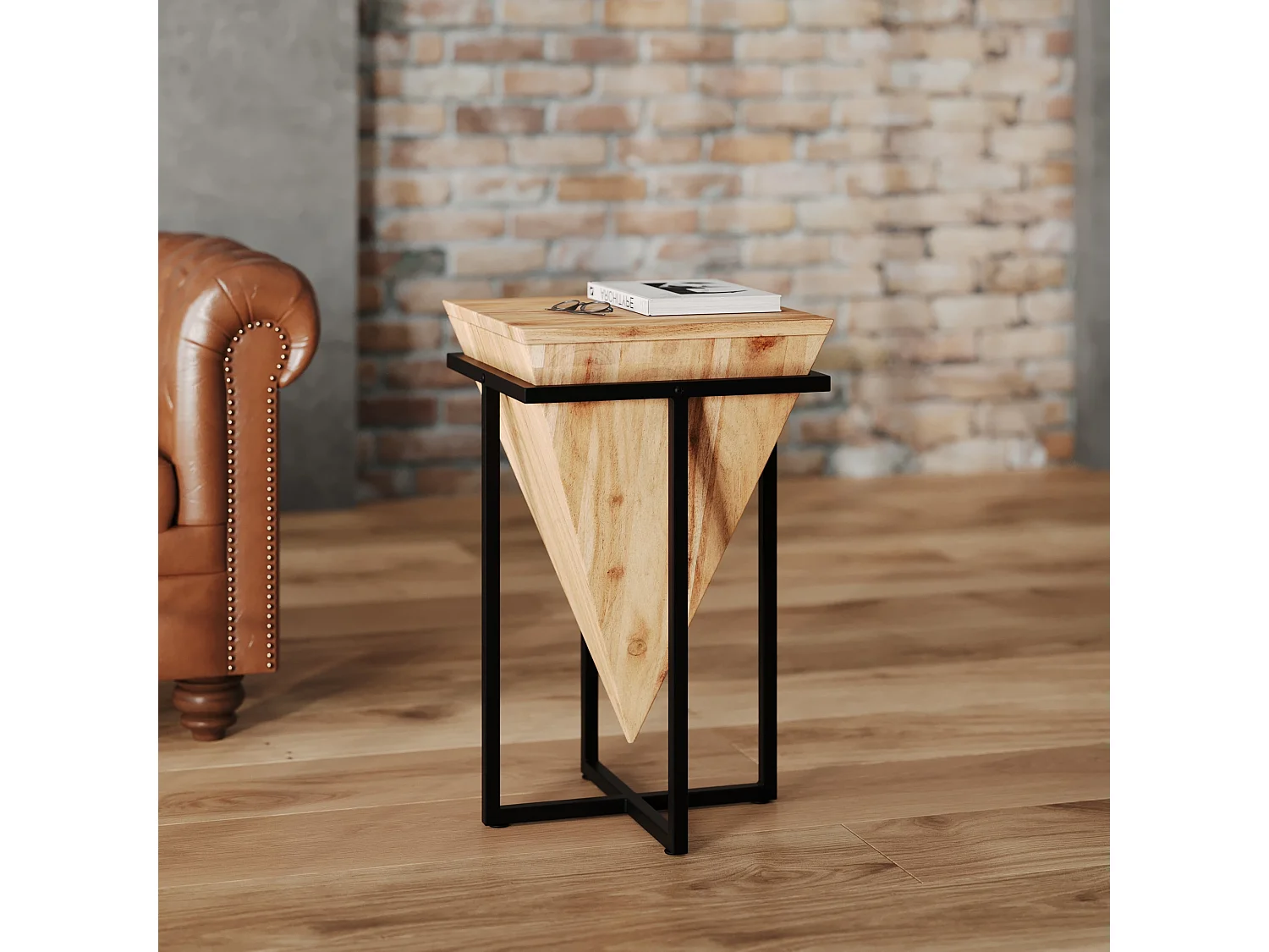 Mesita de madera de acacia y metal - Shanghai